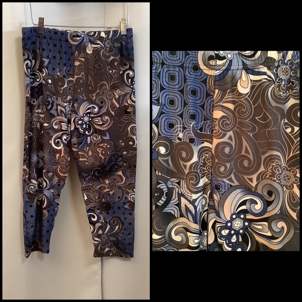 Leggings Capris Cropped Women’s Size 12-20 3X-5X Elastic Waistband Floral
